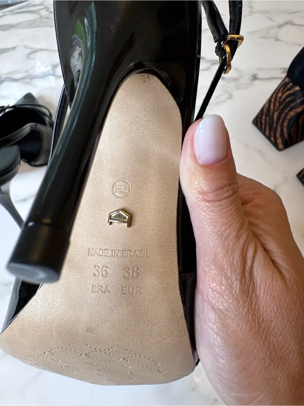 Arezzo Black Patent Pointed Slingback Heels